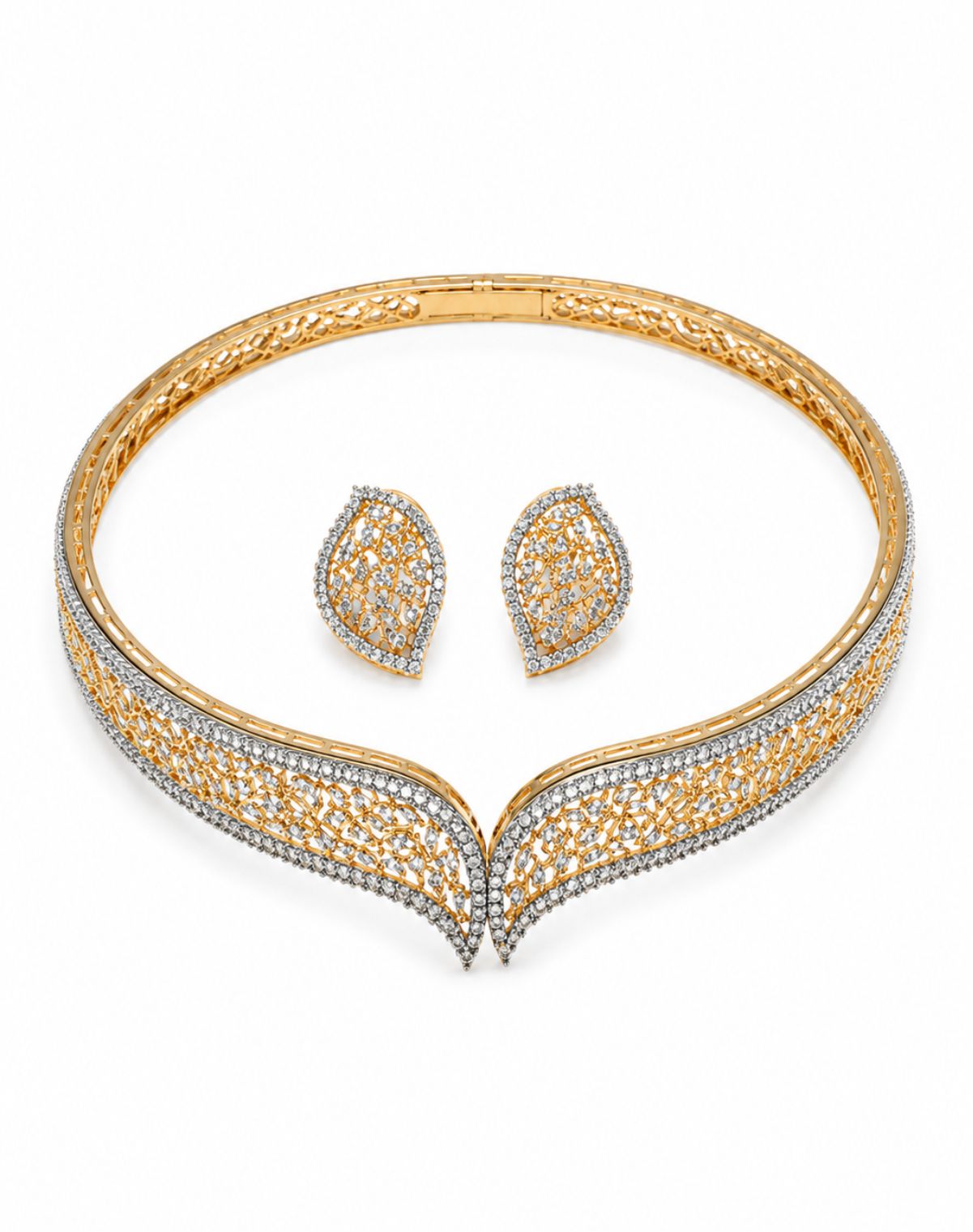Diamond Hasdi Adjustable Gold-Plated Necklace Set