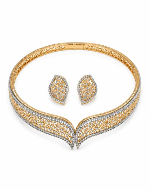 Diamond Hasdi Adjustable Gold-Plated Necklace Set