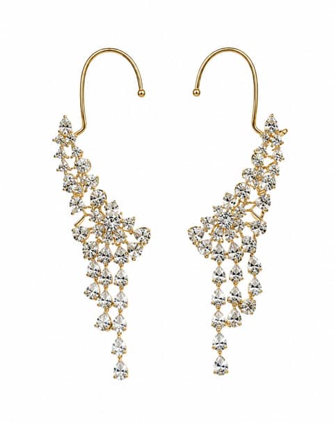 Gold-Plated Diamond Cascade Earrings
