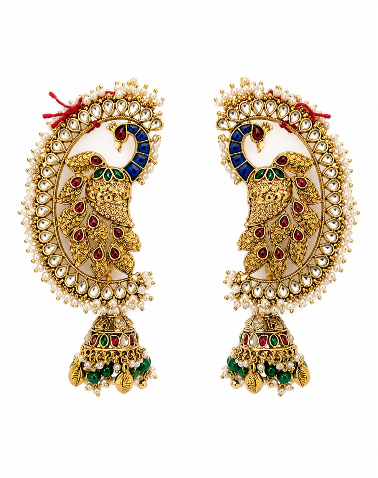 Pachi Kundan Heritage Antique Gold-Plated Ear Cuff Jhumka Earrings